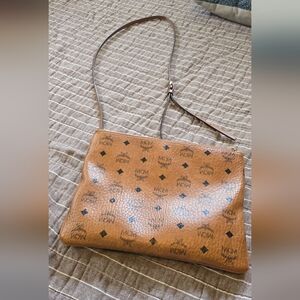 MCM Tan Logo Crossbody Bag